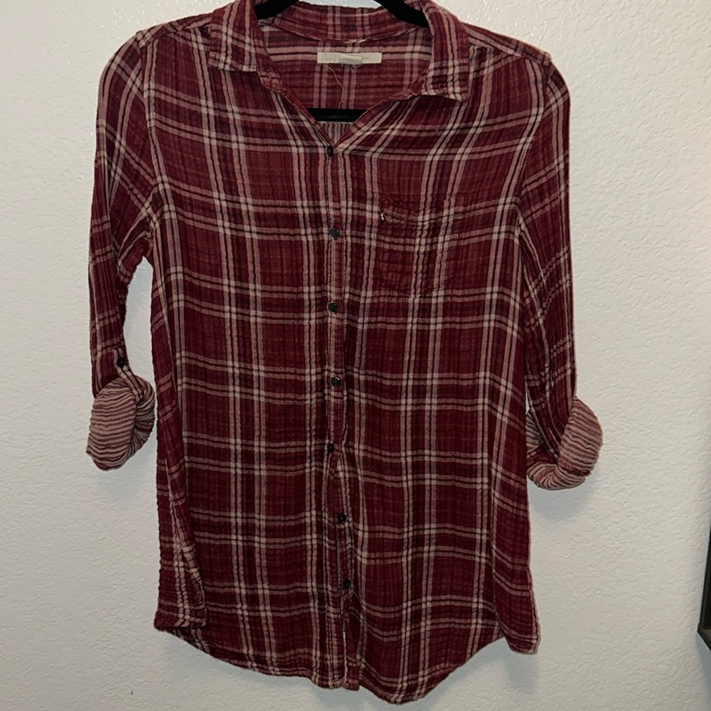Red Plaid Buttom Up Long Sleeve